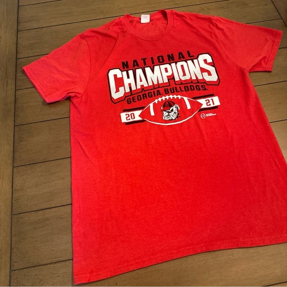 Georgia Bulldogs Mens T Shirt Medium Red UGA National Champions 2021 - Picture 4 of 8